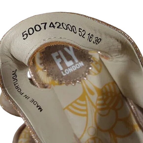 Fly London Yifa Leather Lace-up Wedge Sandals Metallic Taupe Good Cond - 39 - Picture 10 of 10